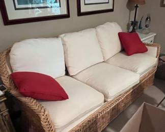 Contemporary Pierce Martin Wicker Sofa - 78" in length