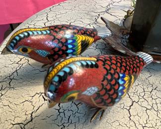 Cloisonne birds.  Look how adorable they are.