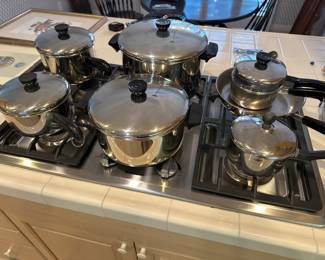 Vintage Revere Ware Set Carbon Steel Core Stainless Steel.