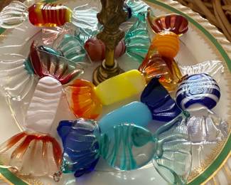 $4 each. Murano glass candy pieces assorted.