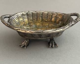 Footed Basket Weave Metal Soap Stand/Business Card Holder 