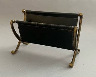 Vintage Leather and Brass Letter Holder 