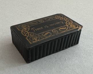 “Time is Money” Antique Papier-mâché Pill Box