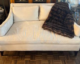 Contemporary Ultra Suede Loveseat and Vintage Mink Fur Throw/Blanket 