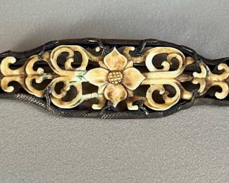 Chinese Carved Bone Brooch 