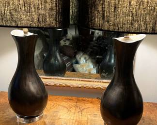 Pair of Gunmetal Modernist Lamps with Lucite Bases