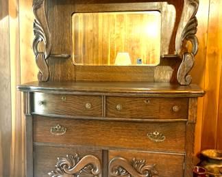 Antique dresser with French carving detail 