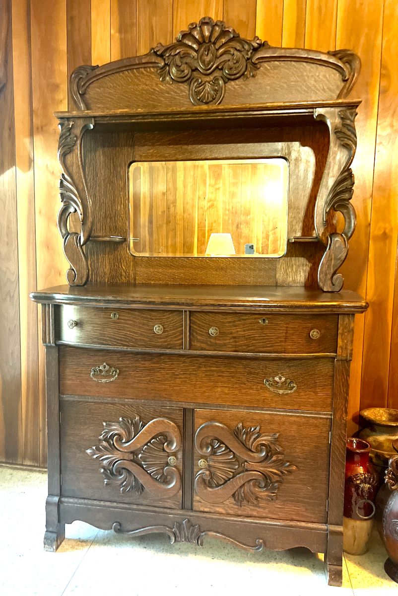 Antique dresser with French carving detail 