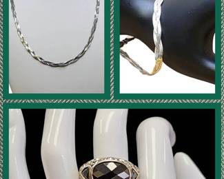 Braided Sterling Silver Necklace Matching Bracelet Sterling Ring