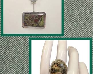 Dragon Blood Jasper Sterling Silver Necklace Ring