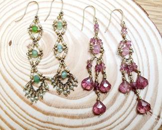 Drop Dangle 14kt Gold Earrings With Tested Stones