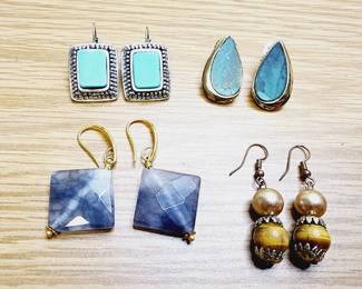 Four Pair Gemstone Tested Earrings