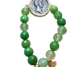 Greek Coin Green Gemstone Beacelet
