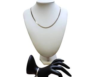 Herringbone Sterling Silver Necklace Bracelet Matching