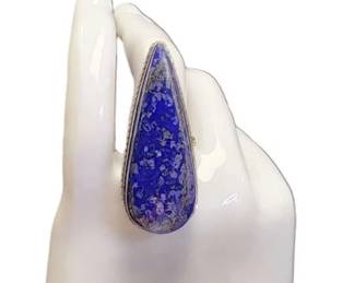 Lapis Luzuli Sterling Silver Enlongated Ring