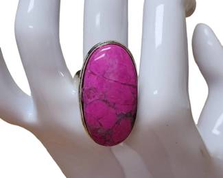 Pink Sea Jasper Sterling Silver Ring