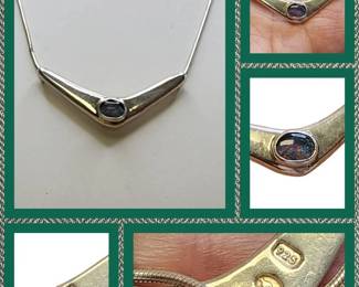 RARE Fire Opal MJC Sterling Silver Boomerang Necklace