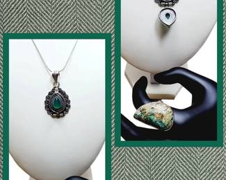 RARE Sterling Poison Necklace Sterling Africian Turquoise Ring
