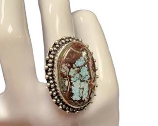 Southwestern Sterling Silver Ring Tested Stone
