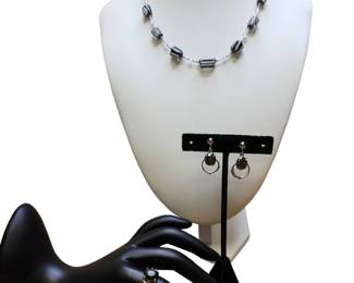 Sorrento Sterling Silver Murano Glass With Sterling Sterling Onyx Ring