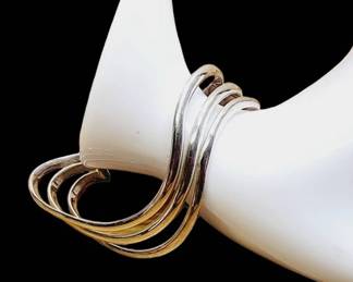 Sterling Silver Wavy Cut Out Bangle Bracelet