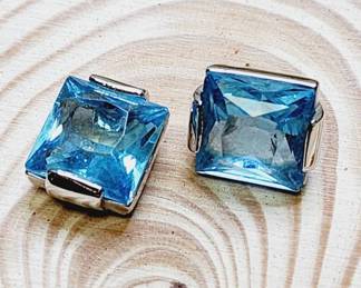 Swarovski 14kt Gold Blue Crystal Earrings