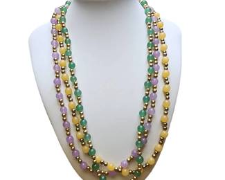 Trio Of Gemstone Tested Necklaces Purple Green Yellow