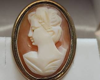 Vintage 800 Sterling Silver Cameo Brooch Pendant