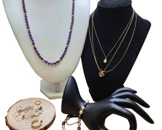Vintage 14kt GF Amethyst Pearls Jewelry Etc