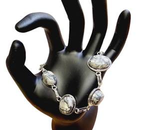 White Buffalo Sterling Silver Bracelet