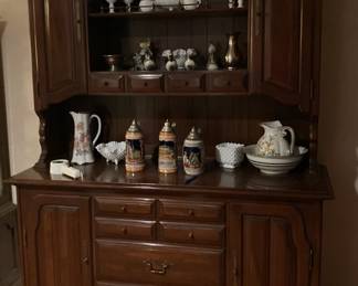 Wood Cabinet with Hutch