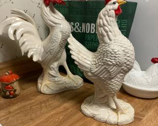 Ceramic Rooster Figurines