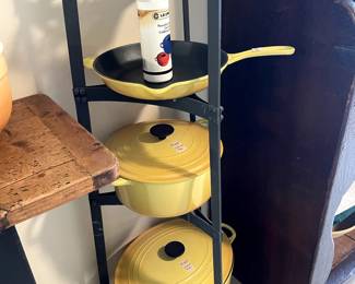 LeCreuset No 35, No 26,  skillet and trivet.  Heavy-duty French cookware stand. 