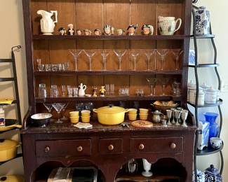 Amazing primitive antique hutch from Ireland! Truly a statement piece!      Martini glasses, shot glasses and more!  