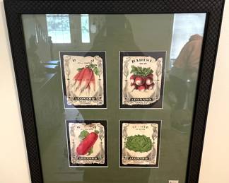 Framed antique seed packets