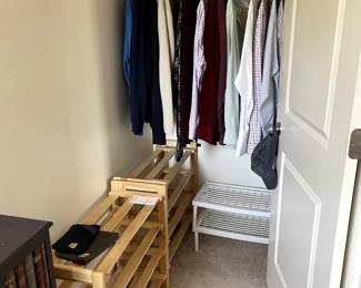 Shoe racks, quality dress shirts-most 17/34