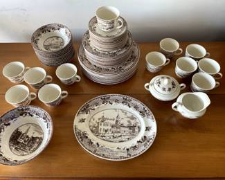 Johnson Brothers Historic America II dinnerware. Made in England. Service for 12 minus two dinner plates.