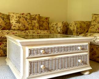 Wicker & Glass Coffee Table