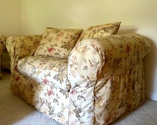 Slipcovered Convertible Loveseat with Down Cushions