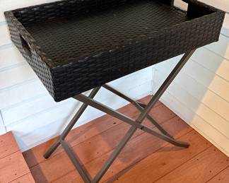 Wicker Serving Tray with Stand