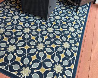 Outdoor Rug (navy, light blue, chartreuse)