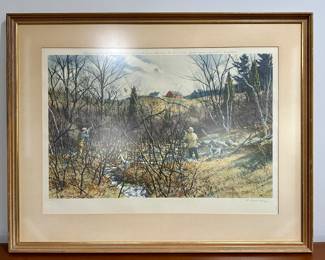"Hunting Scene" Signed Lithograph