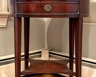 Two Drawer Side Table with Leather Top