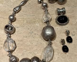 Sterling Silver Necklace, Earrings & Pendant