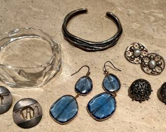 Sterling Silver Earrings & Bracelet, Lucite Bracelet 