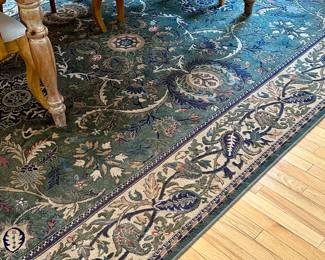 Rug (sage green with vines & flowers) - Approx. 8' x 11'