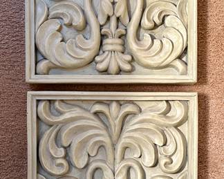 (2) Decorative Carved Tiles