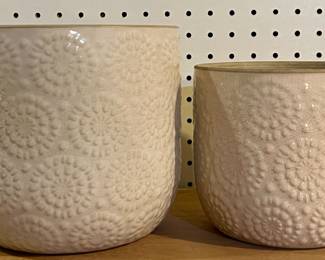 (2) Textured Planters (large & small)