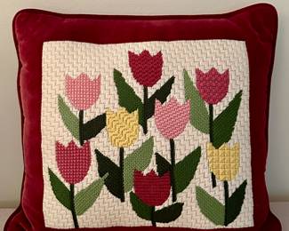 "Tulips" Needlepoint Pillow