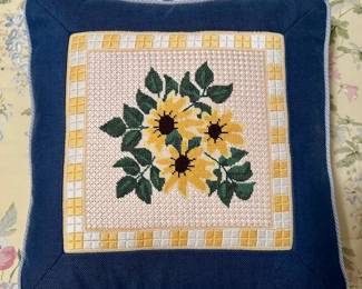 "Sunflower" Needlepoint Pillow